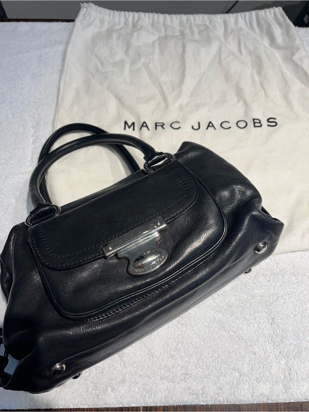 Marc Jacobs Black Leather Hobo Handbag